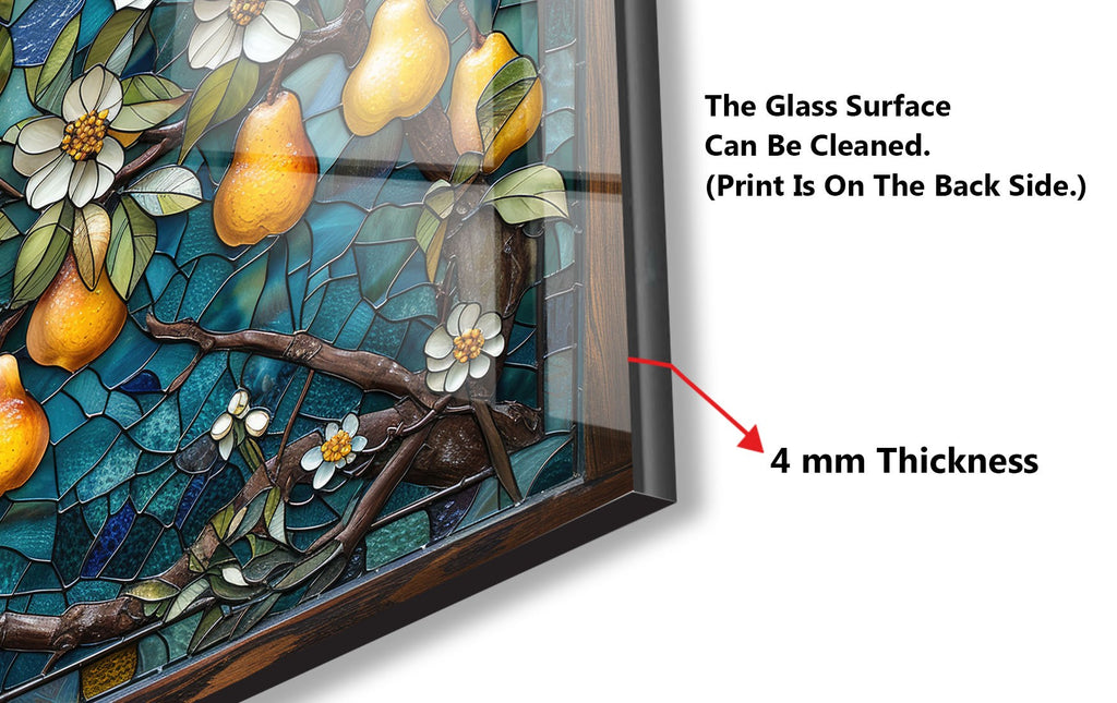 Golden Pear Stained Glass - Glass Kitchen Backsplash-BacksplashArtworks