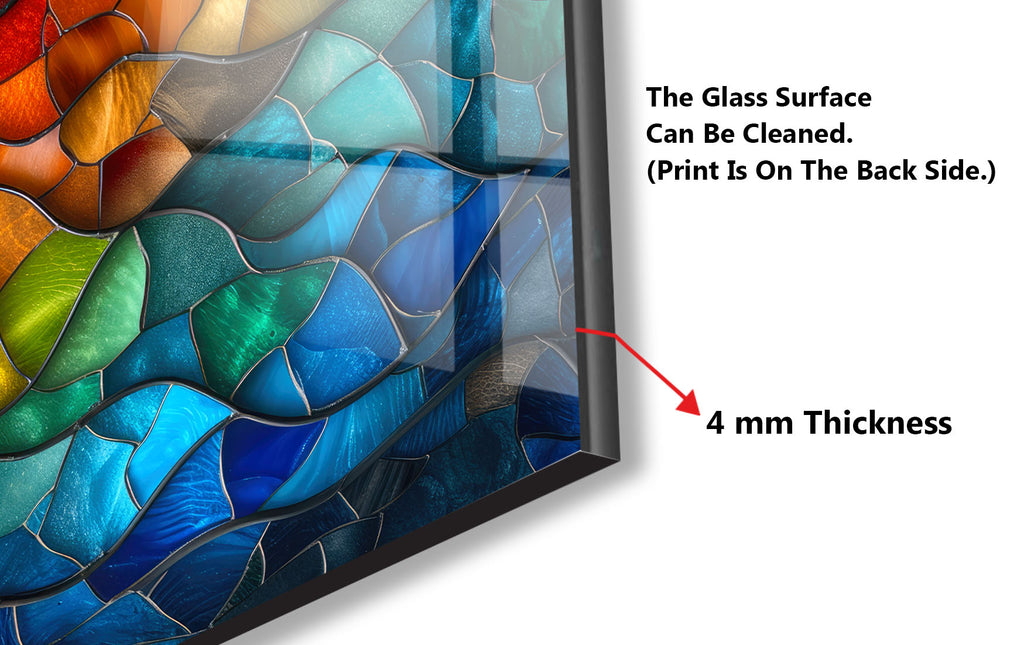 Rainbow Waves Stained - Glass Kitchen Backsplash-BacksplashArtworks