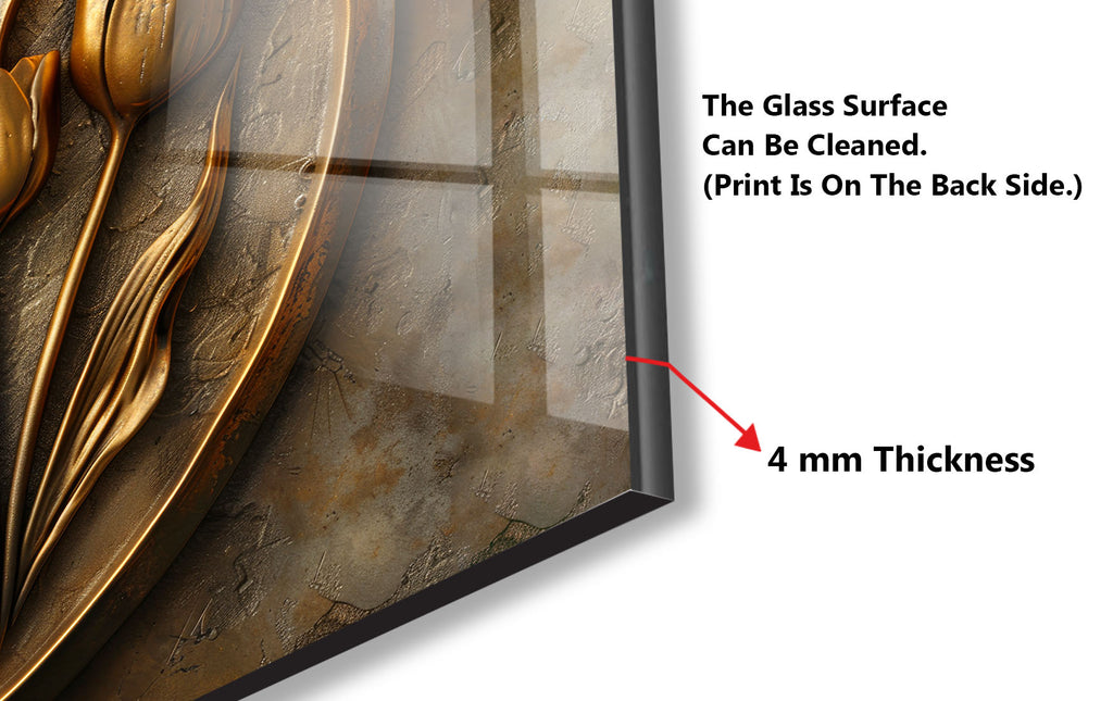 Golden Tulip Heart - Glass Kitchen Backsplash-BacksplashArtworks