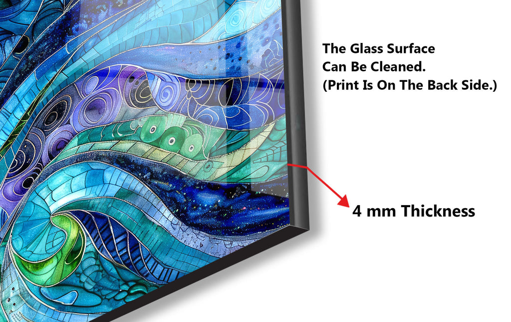 Blue Ocean Waves - Glass Kitchen Backsplash-BacksplashArtworks