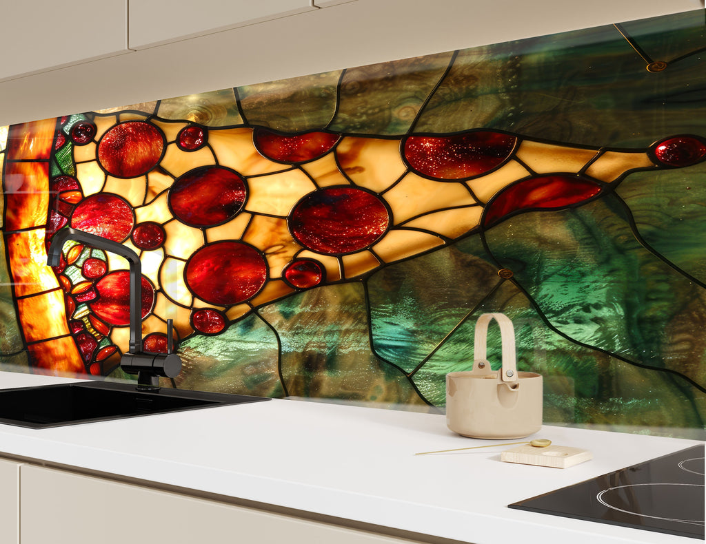 Stained Glass Pizza Slice - Glass Kitchen Backsplash-BacksplashArtworks