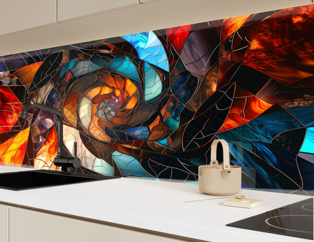 Cosmic Vortex - Glass Kitchen Backsplash-BacksplashArtworks
