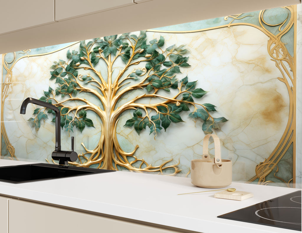 Eternal Harmony Tree - Glass Kitchen Backsplash-BacksplashArtworks