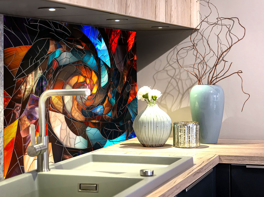 Cosmic Vortex - Glass Kitchen Backsplash-BacksplashArtworks