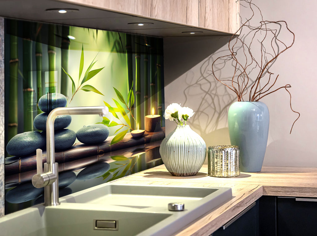 Zen & Spa Stones Tempered Glass Backsplash-BacksplashArtworks