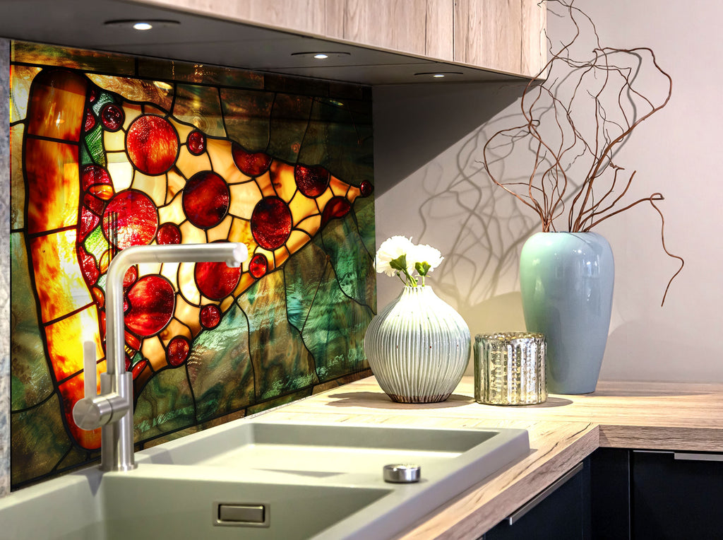 Stained Glass Pizza Slice - Glass Kitchen Backsplash-BacksplashArtworks