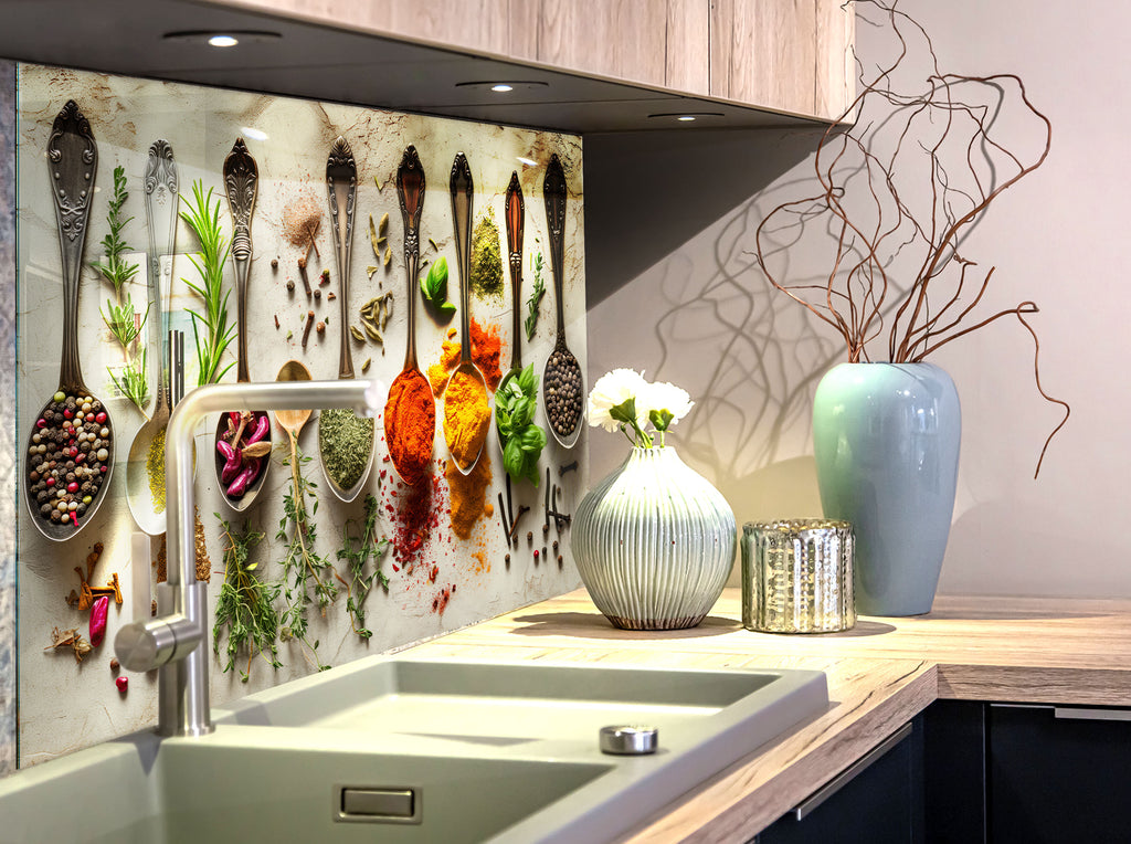 Classic Spice Heritage - Glass Kitchen Backsplash-BacksplashArtworks