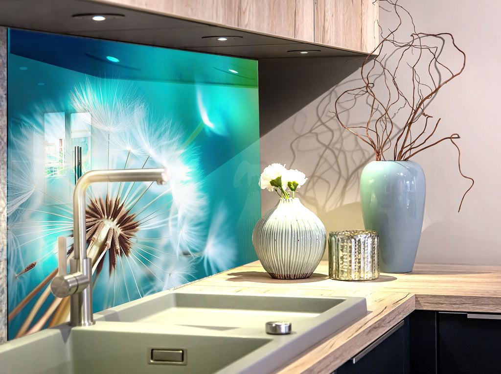 Dandelion Breeze Serenity - Glass Kitchen Backsplash-BacksplashArtworks