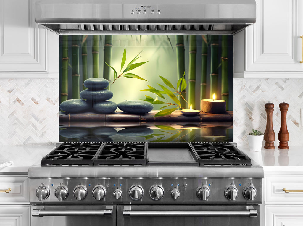 Zen & Spa Stones Tempered Glass Backsplash-BacksplashArtworks
