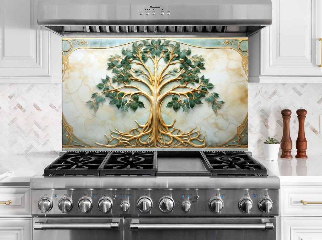 Eternal Harmony Tree - Glass Kitchen Backsplash-BacksplashArtworks