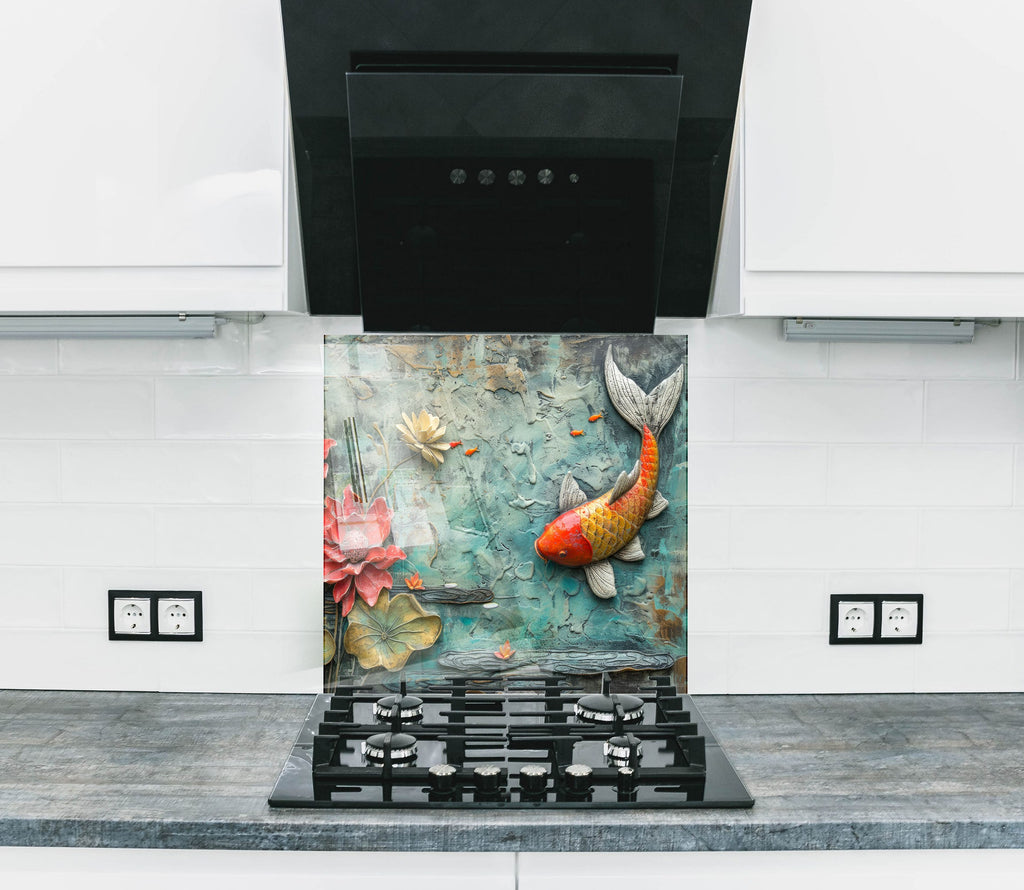 Koi Pond – Glass Kitchen Backsplash-BacksplashArtworks