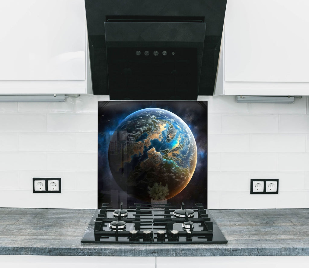 Cosmic Earth View Wall Art - Tempered Glass Kitchen Backsplash-BacksplashArtworks