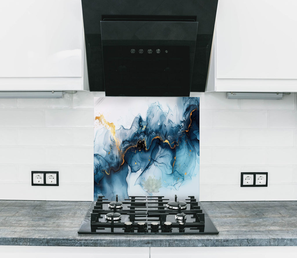 Blue Ocean Marble - Glass Kitchen Backsplash-BacksplashArtworks