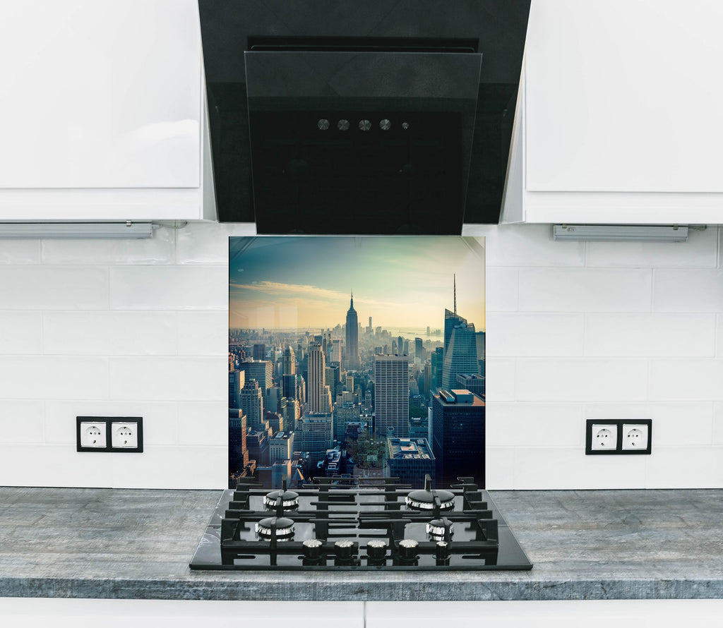 Urban Skyline Cityscape Wall Art - Tempered Glass Kitchen Backsplash-BacksplashArtworks