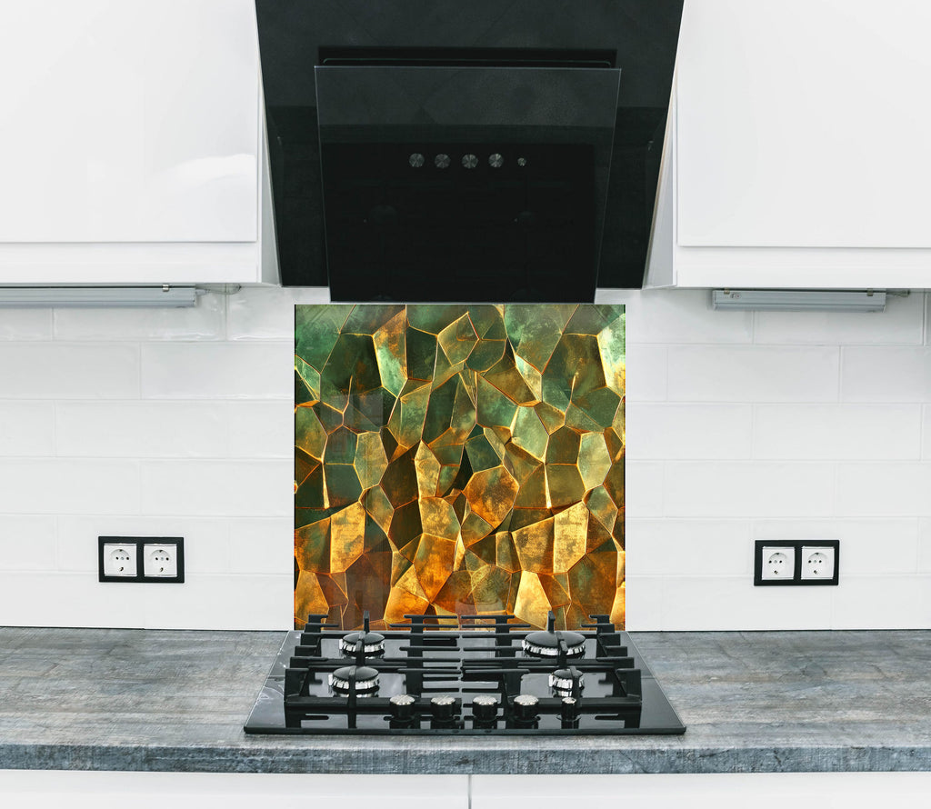 Golden Emerald - Glass Kitchen Backsplash-BacksplashArtworks