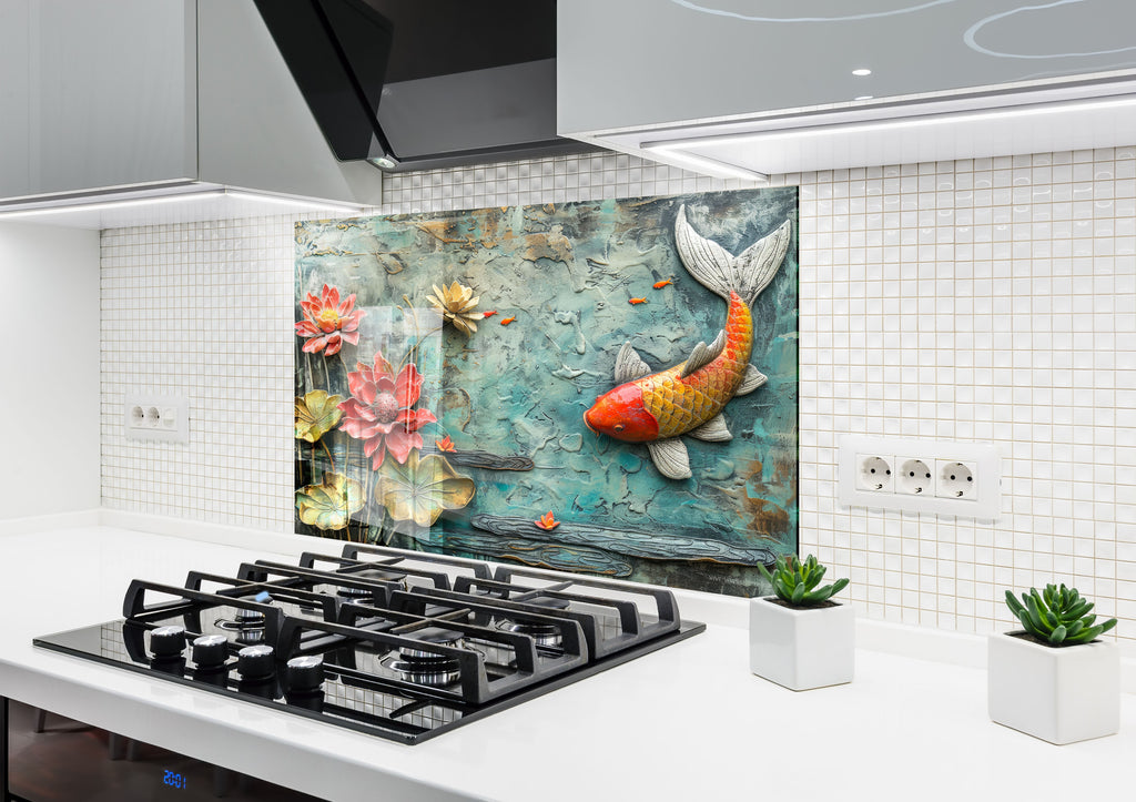 Koi Pond – Glass Kitchen Backsplash-BacksplashArtworks