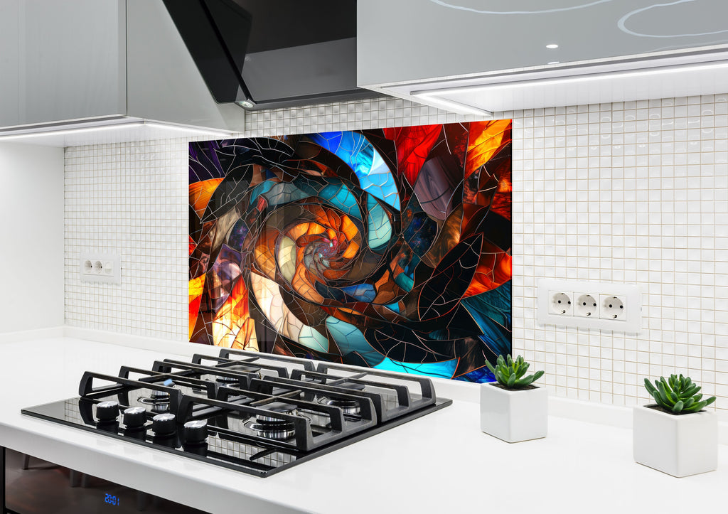 Cosmic Vortex - Glass Kitchen Backsplash-BacksplashArtworks