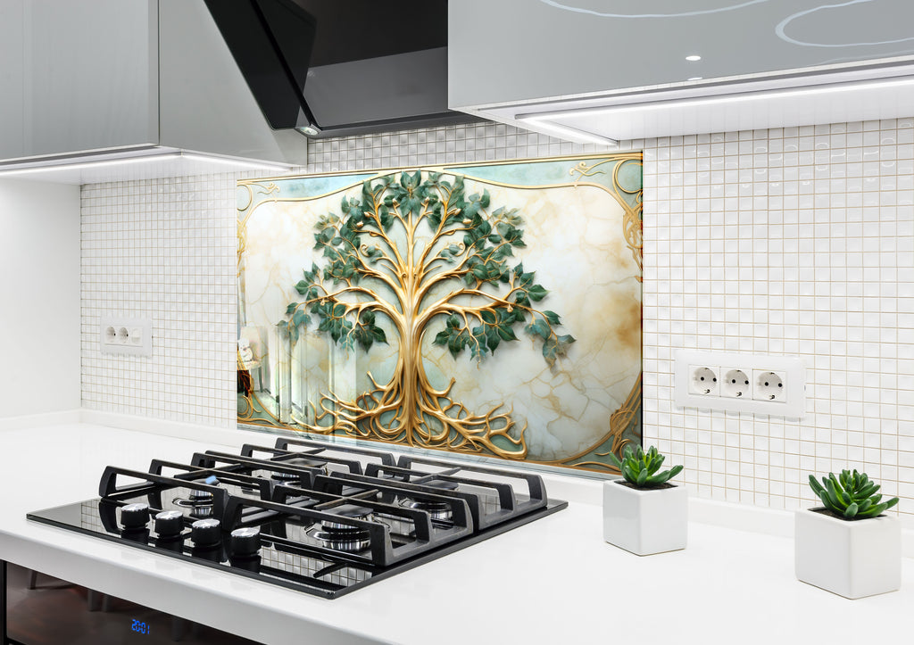 Eternal Harmony Tree - Glass Kitchen Backsplash-BacksplashArtworks
