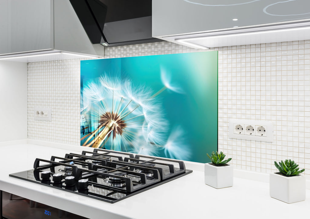 Dandelion Breeze Serenity - Glass Kitchen Backsplash-BacksplashArtworks