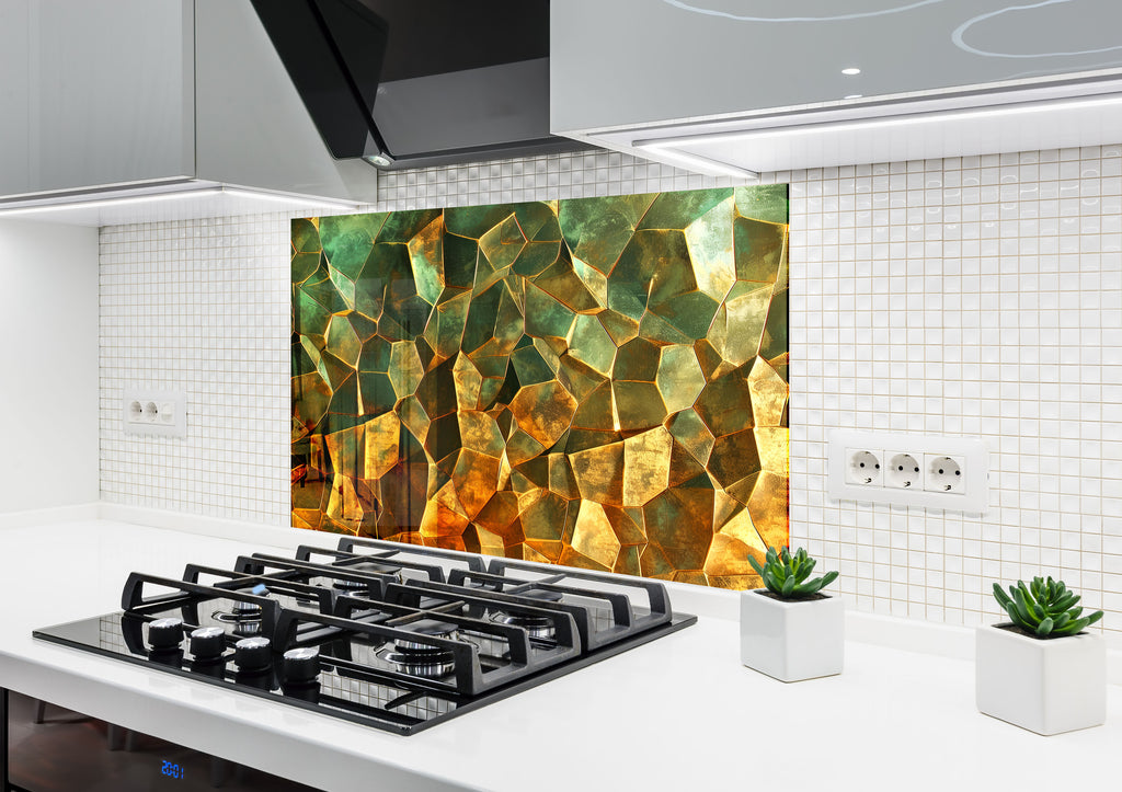 Golden Emerald - Glass Kitchen Backsplash-BacksplashArtworks