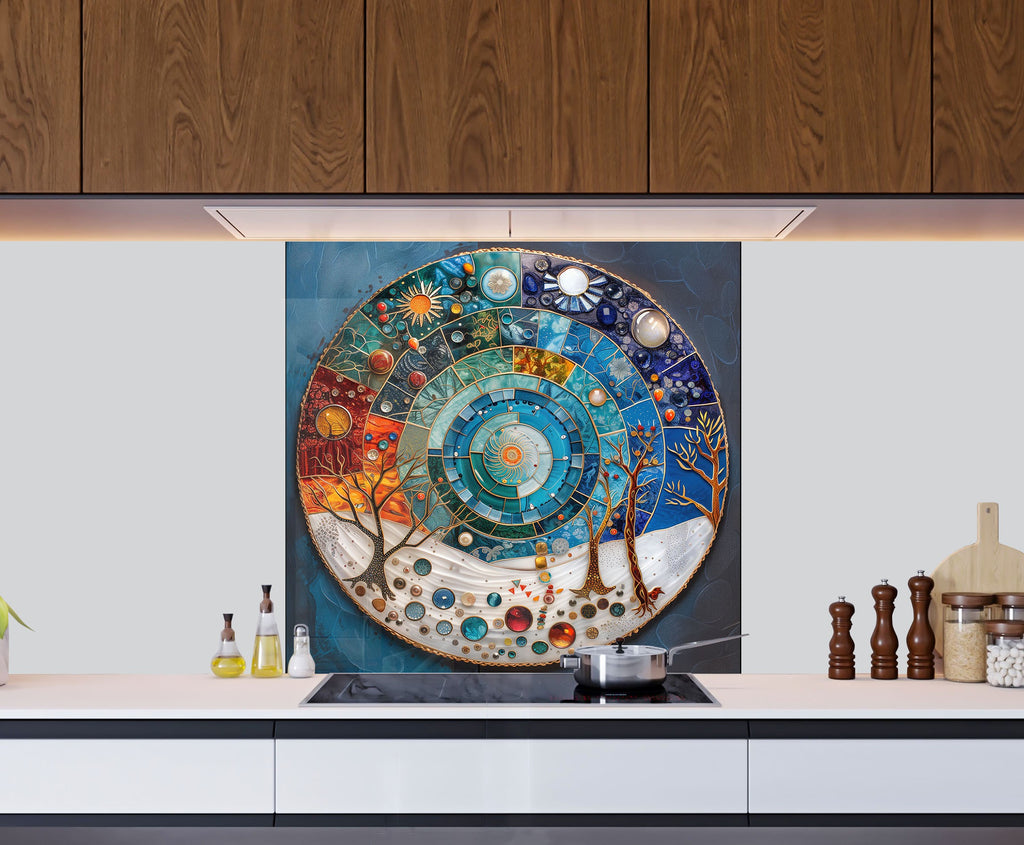 Celestial Seasons - Glass Kitchen Backsplash-BacksplashArtworks