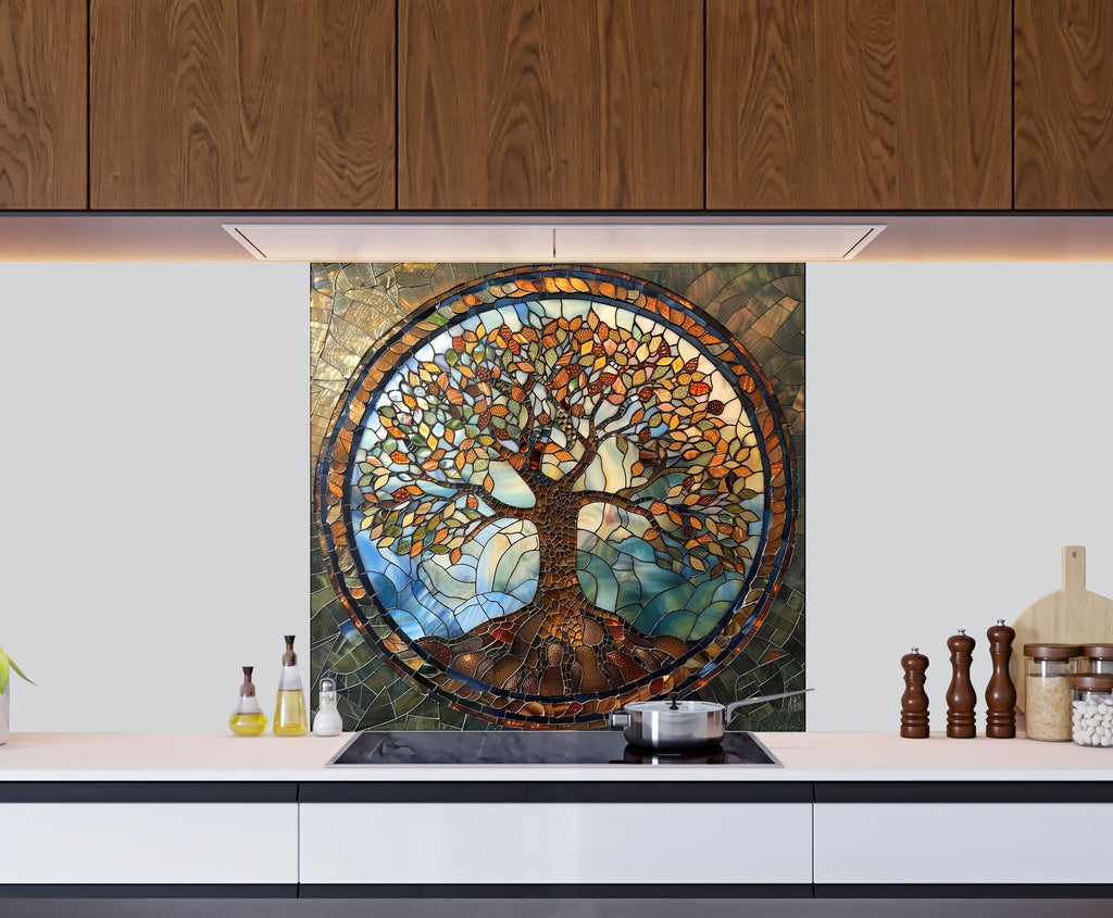 Tree of Life - Tempered Glass Kitchen Backsplash-BacksplashArtworks