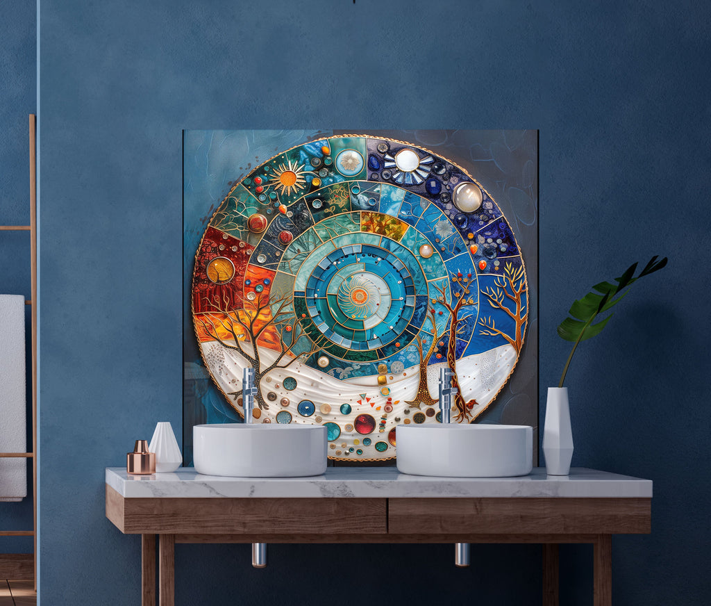 Celestial Seasons - Glass Kitchen Backsplash-BacksplashArtworks