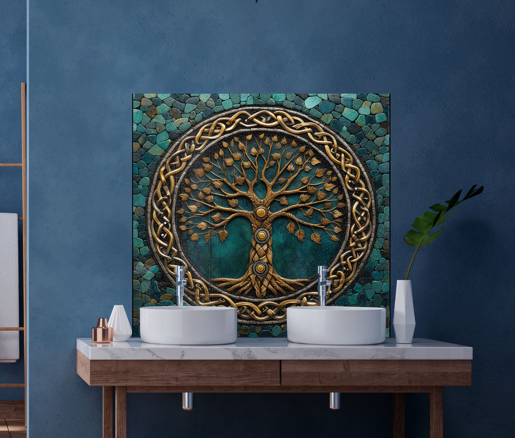 Celtic Tree of Life - Glass Kitchen Backsplash-BacksplashArtworks