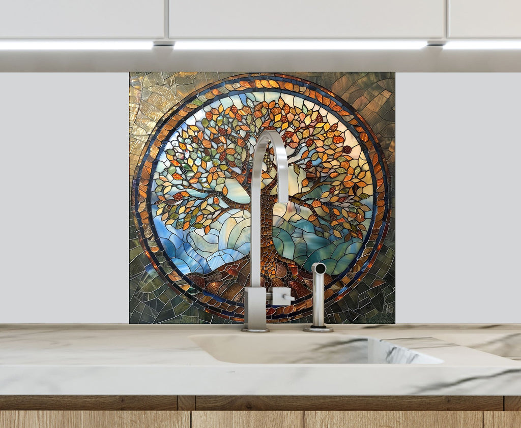 Tree of Life - Tempered Glass Kitchen Backsplash-BacksplashArtworks