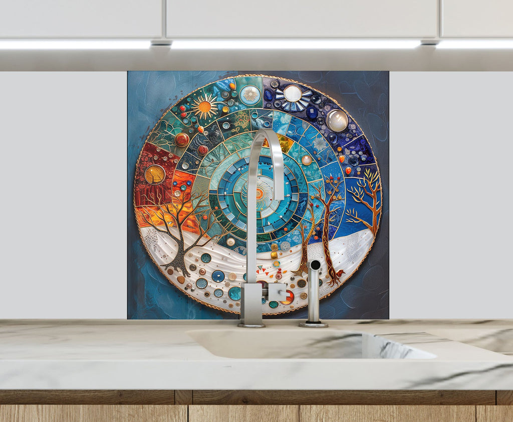 Celestial Seasons - Glass Kitchen Backsplash-BacksplashArtworks