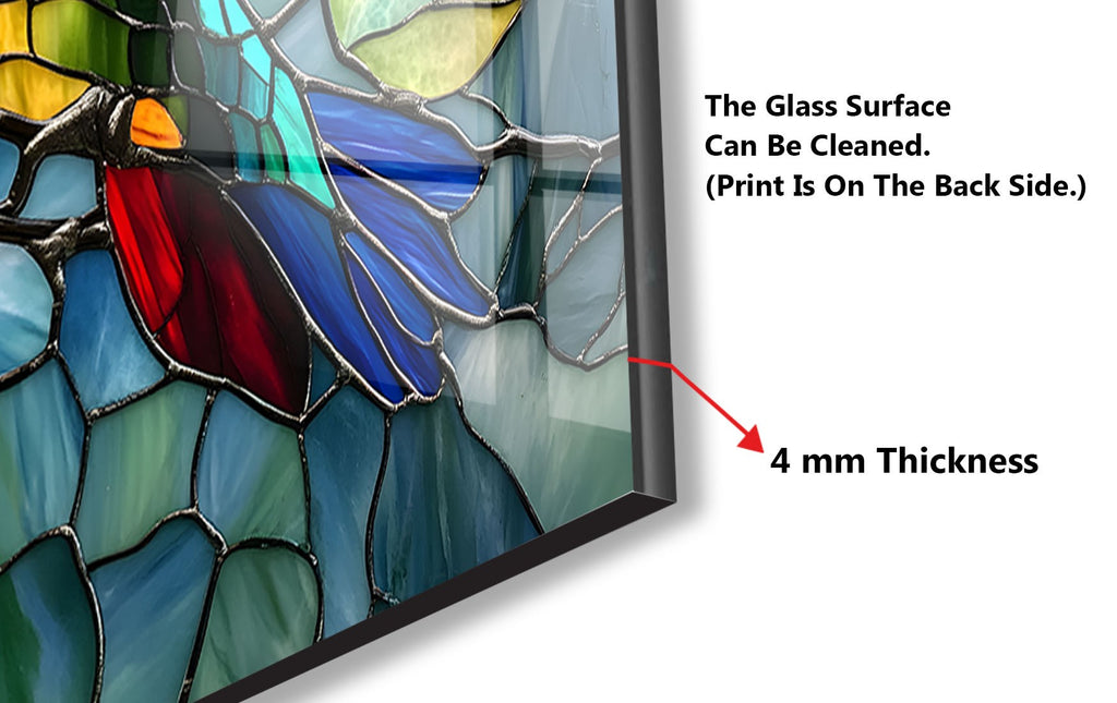 Stained Glass Hummingbird - Tempered Glass Kitchen Backsplash-BacksplashArtworks