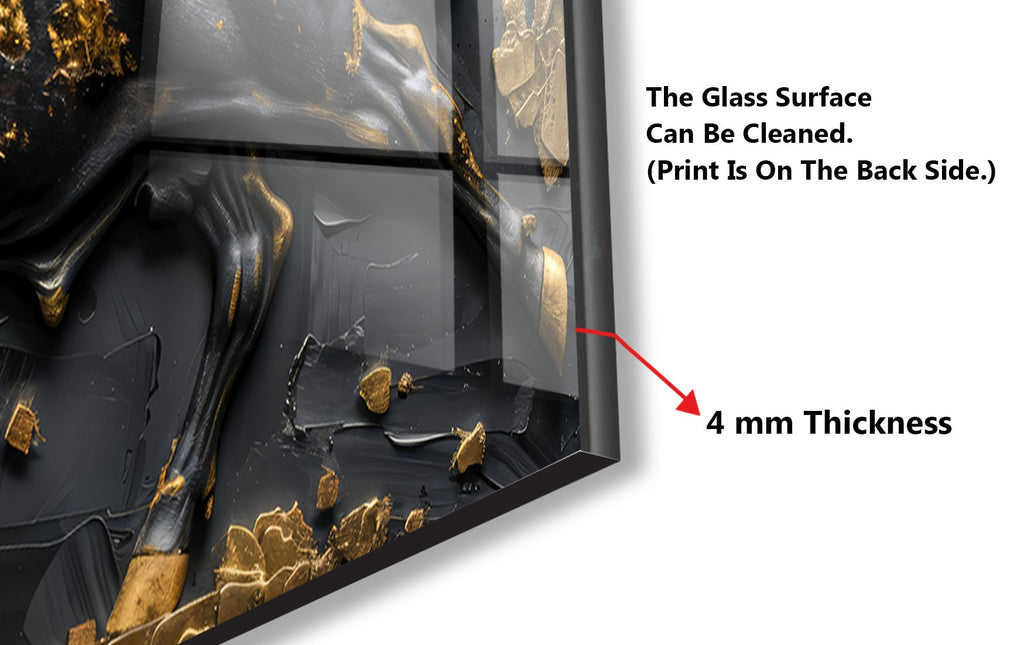 Golden Bull - Tempered Glass Kitchen Backsplash-BacksplashArtworks
