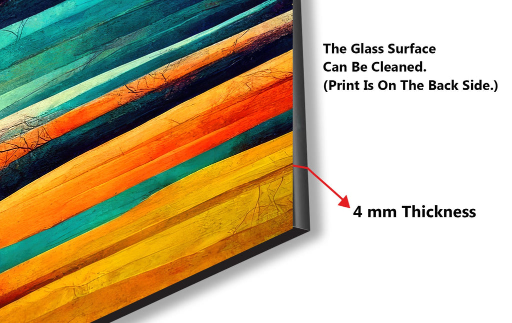 Vibrant Abstract Landscape Wall Art - Tempered Glass Kitchen Backsplash-BacksplashArtworks