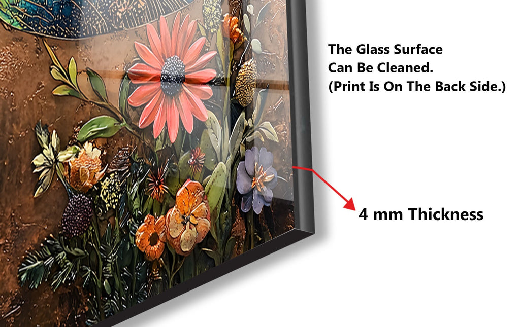 Vibrant Dragonfly - Tempered Glass Kitchen Backsplash-BacksplashArtworks