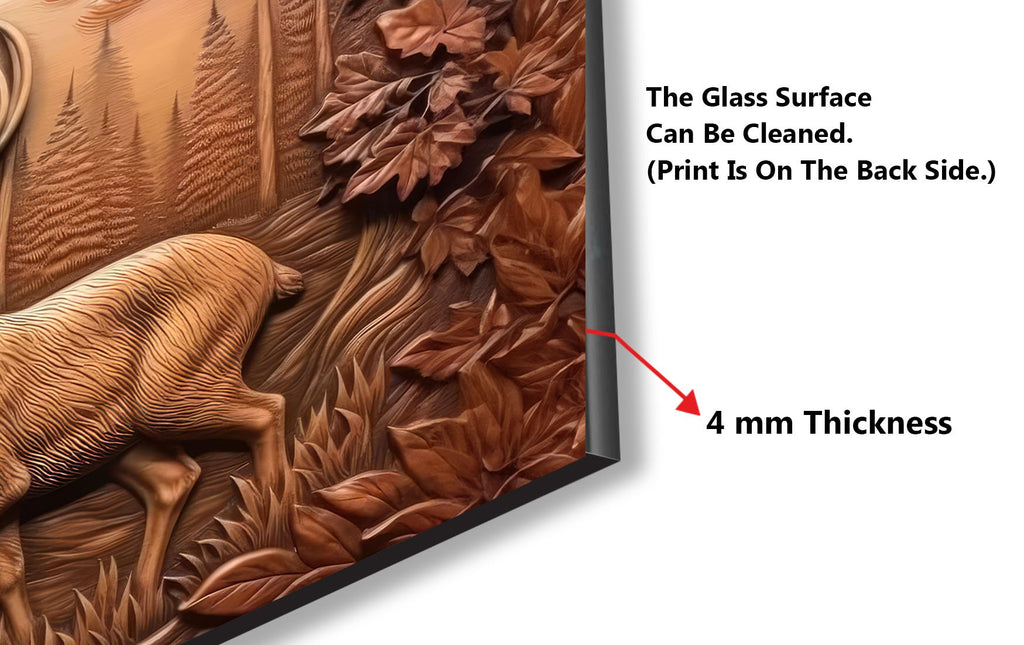 Majestic Deer Forest - Tempered Glass Kitchen Backsplash-BacksplashArtworks