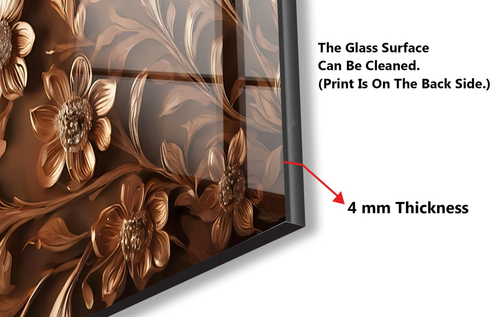 Bronze Floral Embossed - Glass Kitchen Backsplash-BacksplashArtworks