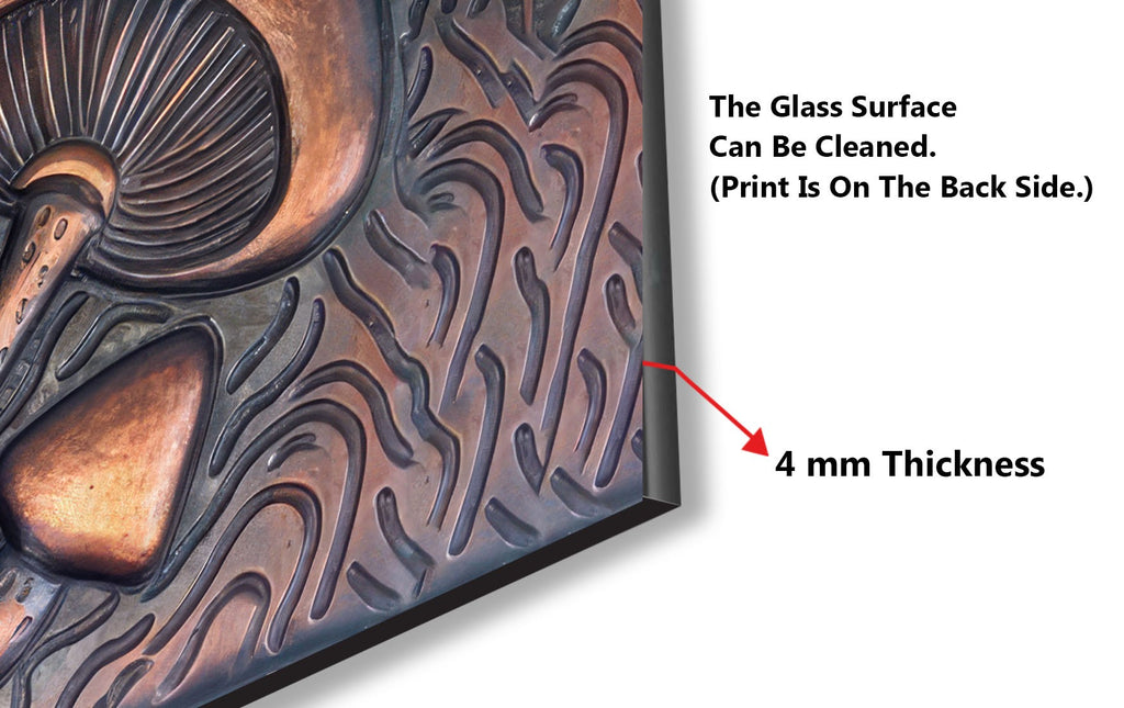 Bronze Mushroom Elegance - Glass Kitchen Backsplash-BacksplashArtworks