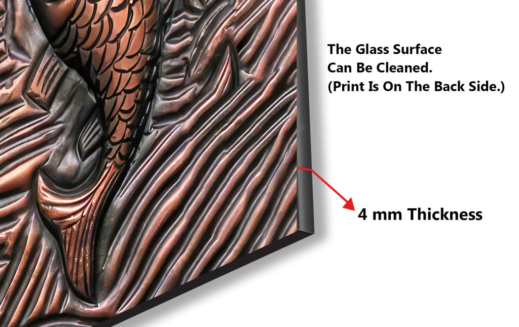 Feng Shui Koi Fish - Tempered Glass Kitchen Backsplash-BacksplashArtworks