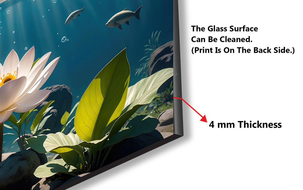 Tranquil Lotus Pond - Glass Kitchen Backsplash-BacksplashArtworks