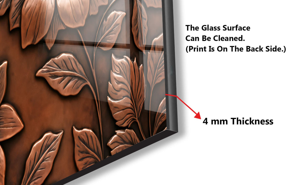 Antique Copper Floral - Glass Kitchen Backsplash-BacksplashArtworks