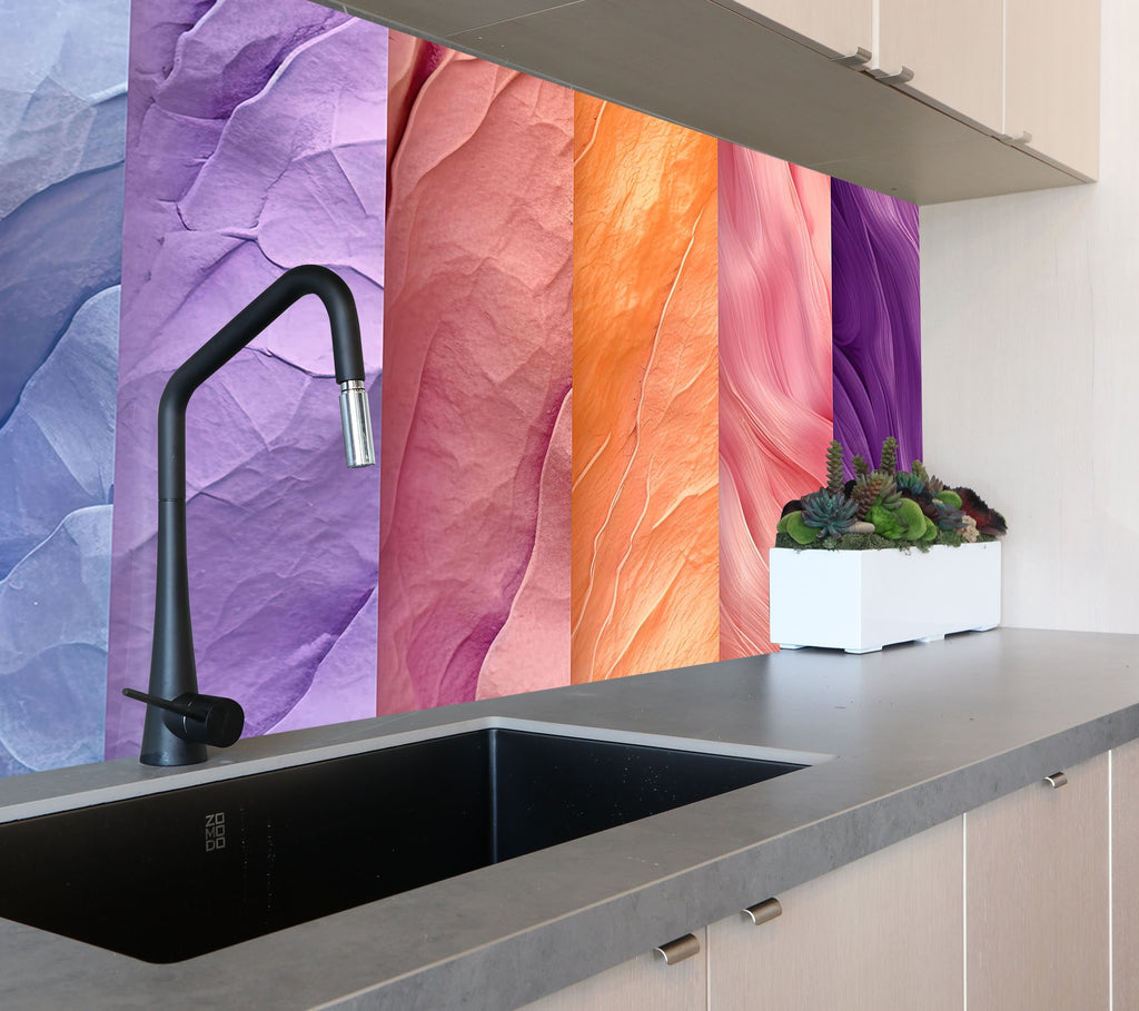 Waves of Color – Glass Kitchen Backsplash-BacksplashArtworks