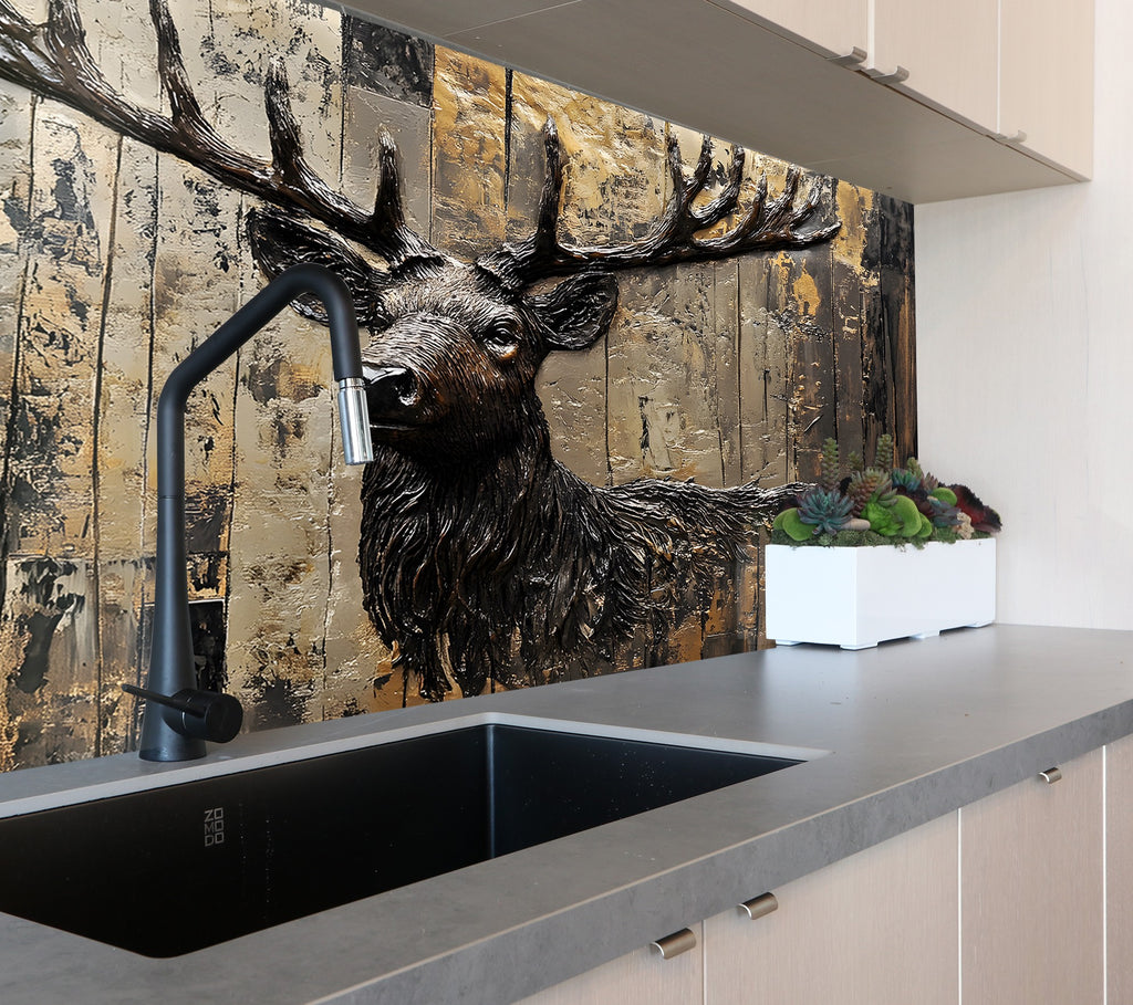 Majestic Stag - Glass Kitchen Backsplash-BacksplashArtworks