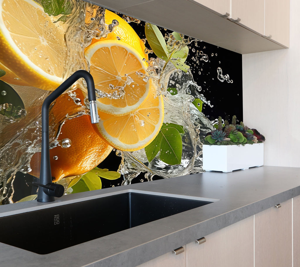 Lemon Burst Glass Kitchen Backsplash – Refreshing Citrus Splash Design-BacksplashArtworks