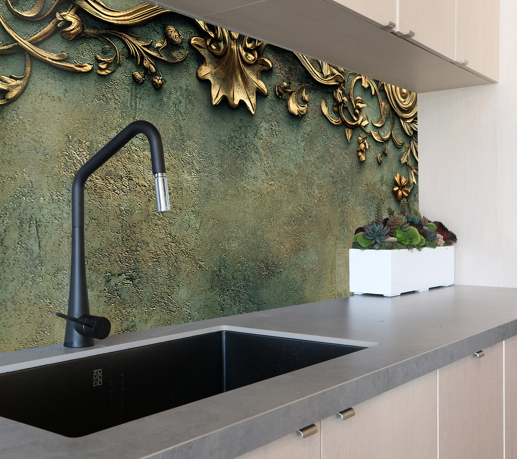 Antique Elegance - Glass Kitchen Backsplash-BacksplashArtworks