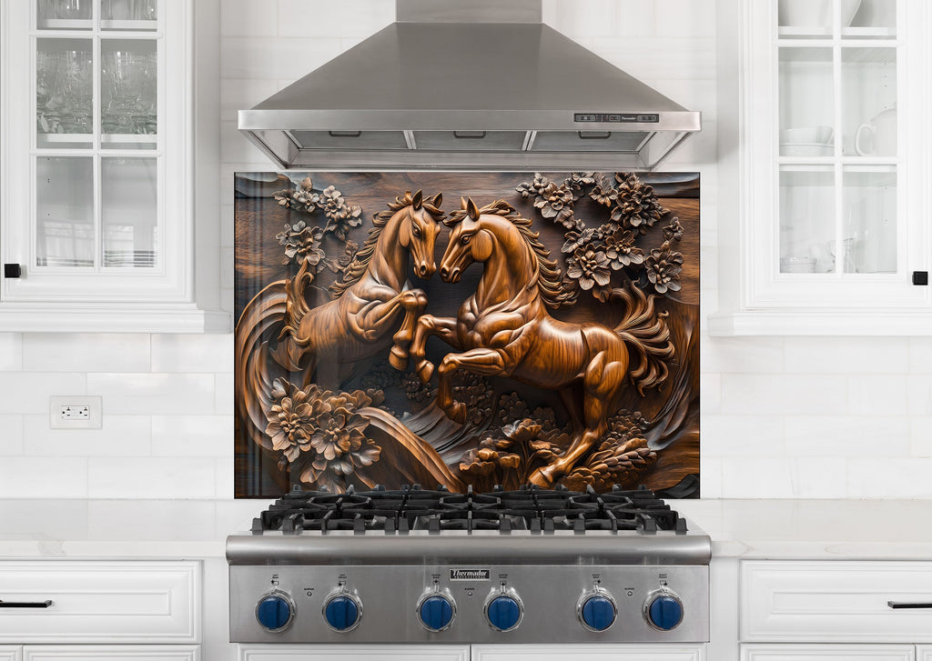 Majestic Stallions - Glass Kitchen Backsplash-BacksplashArtworks