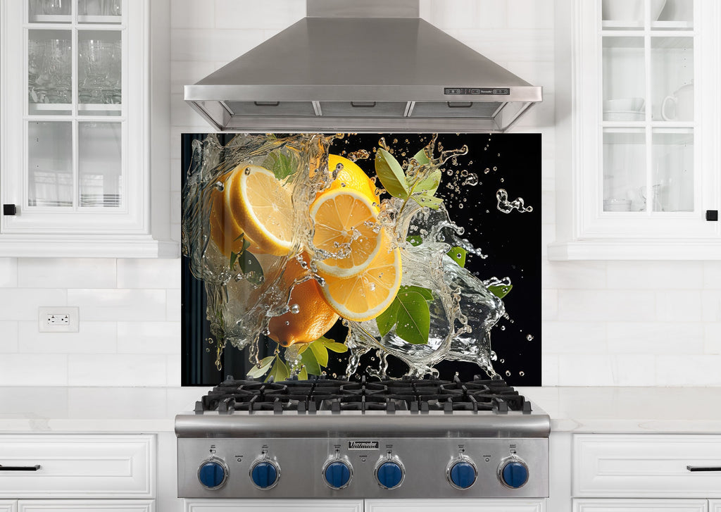 Lemon Burst Glass Kitchen Backsplash – Refreshing Citrus Splash Design-BacksplashArtworks