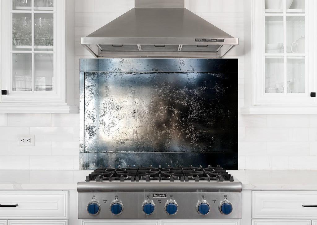 Sleek Dark Metallic - Glass Kitchen Backsplash-BacksplashArtworks