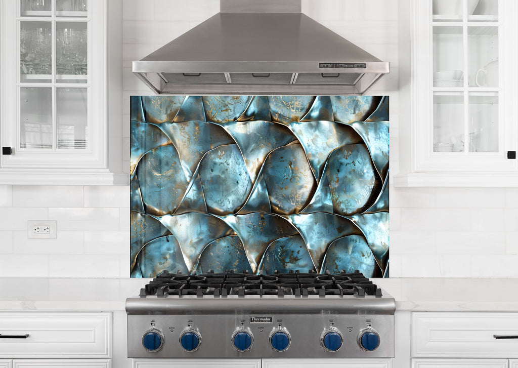 Oceanic Wave - Glass Kitchen Backsplash-BacksplashArtworks