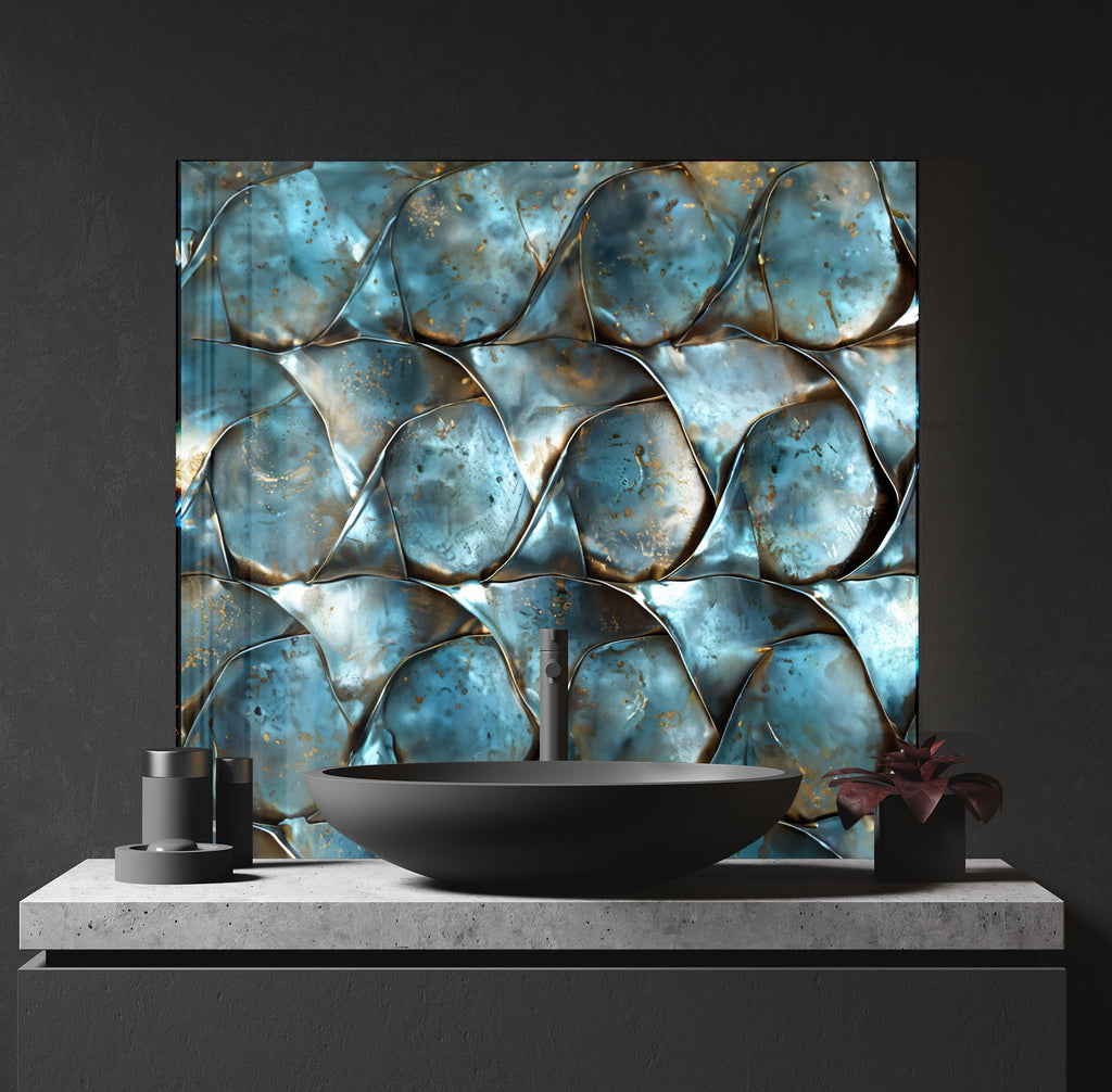 Oceanic Wave - Glass Kitchen Backsplash-BacksplashArtworks