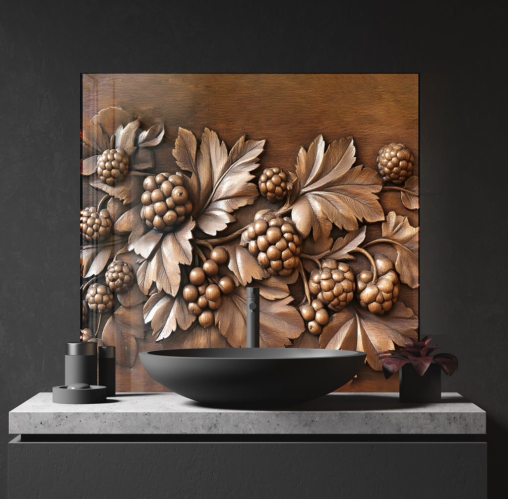 Bronze Berry - Glass Kitchen Backsplash-BacksplashArtworks